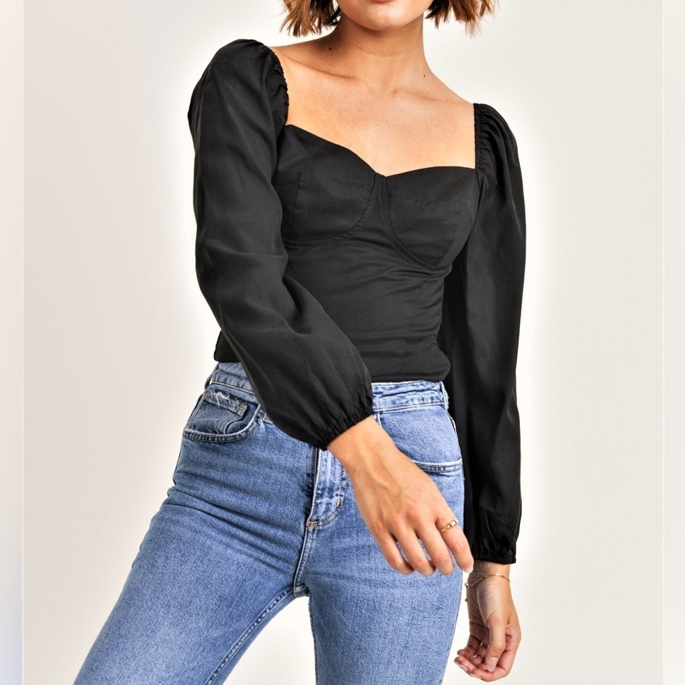 The Reset Abby Top Black Long Sleeve Blouse size medium